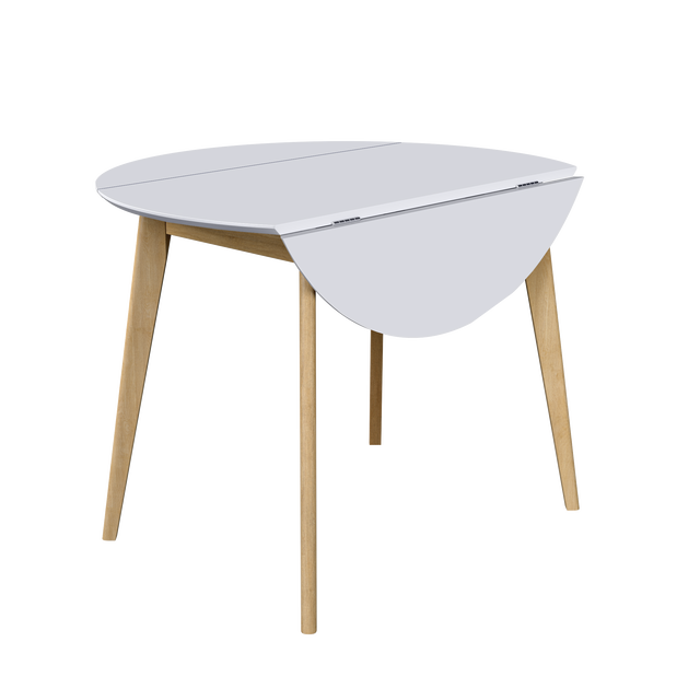 Dining Table 'Orion Classic Drop Leaf' 40" x (20-40)", Oak/White