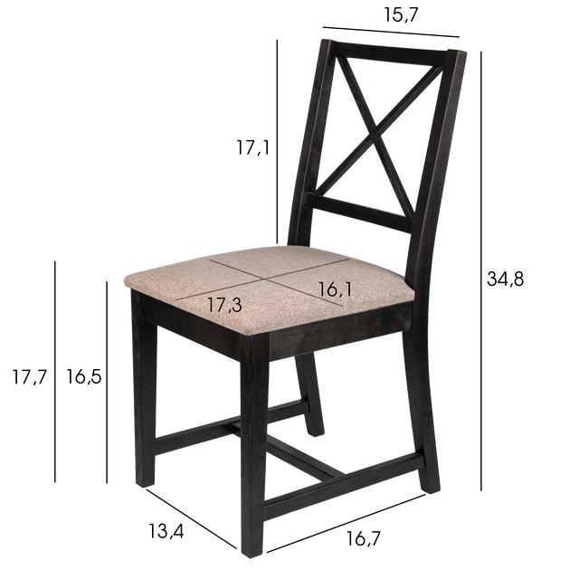 Dining Chair Mira Set of 2, Wenge/Latte