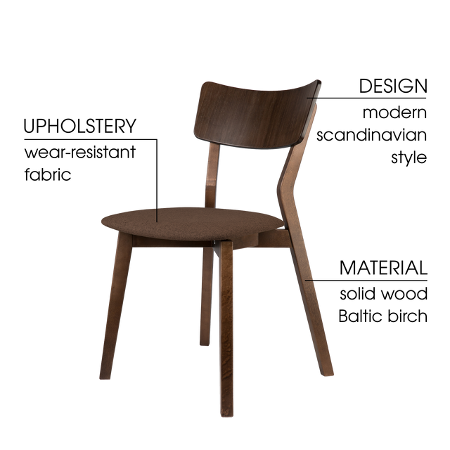 Dining Chair Minkar Set of 2, Walnut/Coffee