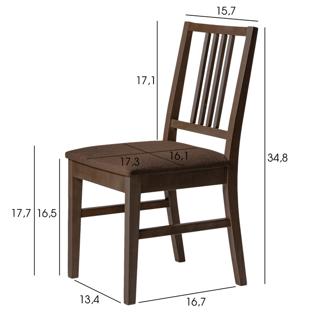 Dining Chair Capella Set of 2, Walnut/Coffee