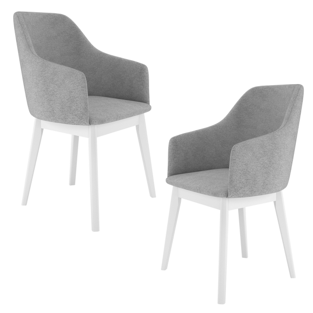 Dining Chair KAF Set of 2, White/Silver