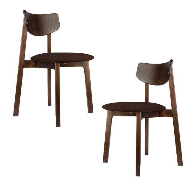 Dining Chair Vega Set of 2, Walnut/Coffee